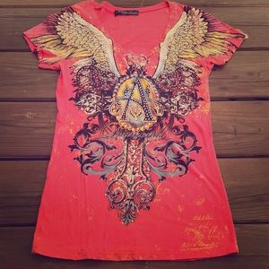 Angels & Diamonds Rhinestone V Neck Tee